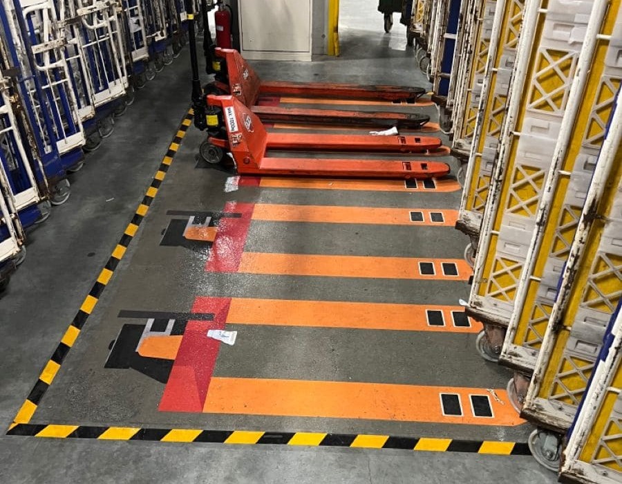 พิมพ์สติ๊กเกอร์ติดพื้นปูนโรงงาน