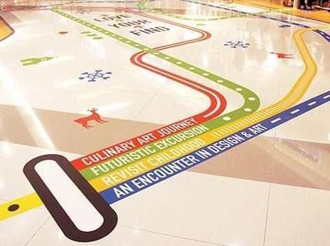สติ๊กเกอร์โฆษณาติดพื้นในห้าง