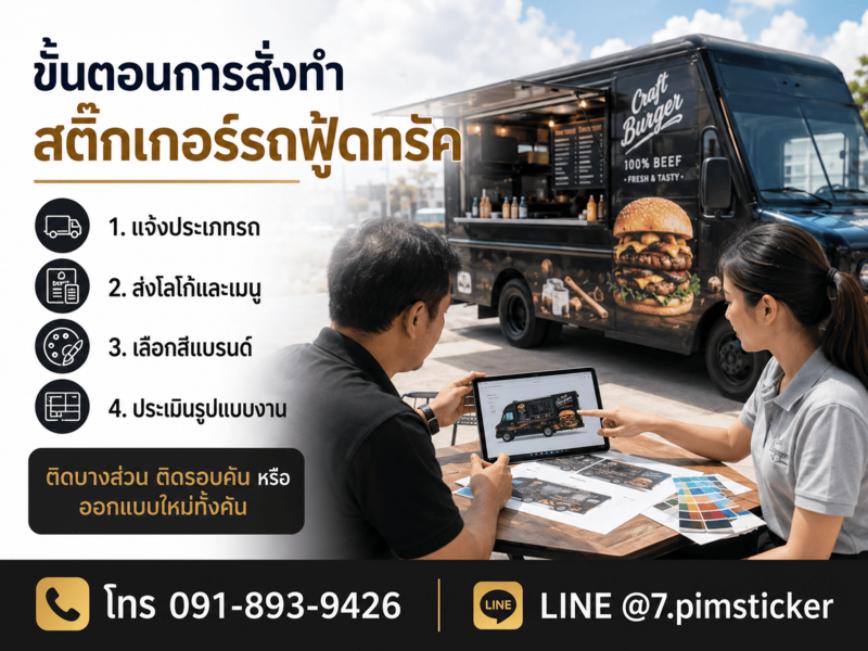 ขั้นตอนการสั่งทำสติ๊กเกอร์ติดรถฟู้ดทรัค