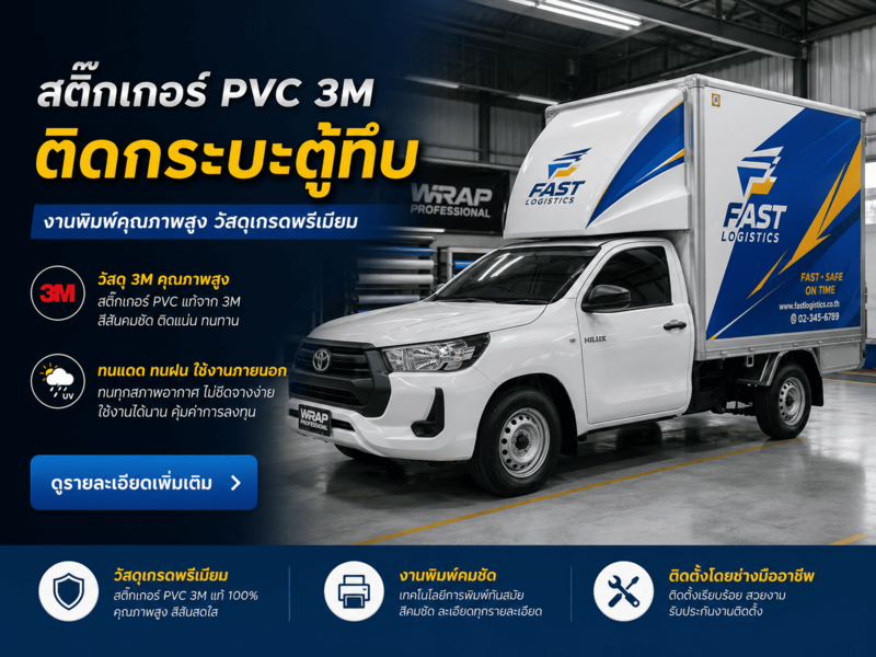 สติ๊กเกอร์ PVC 3M ติดกระบะตู้ทึบ