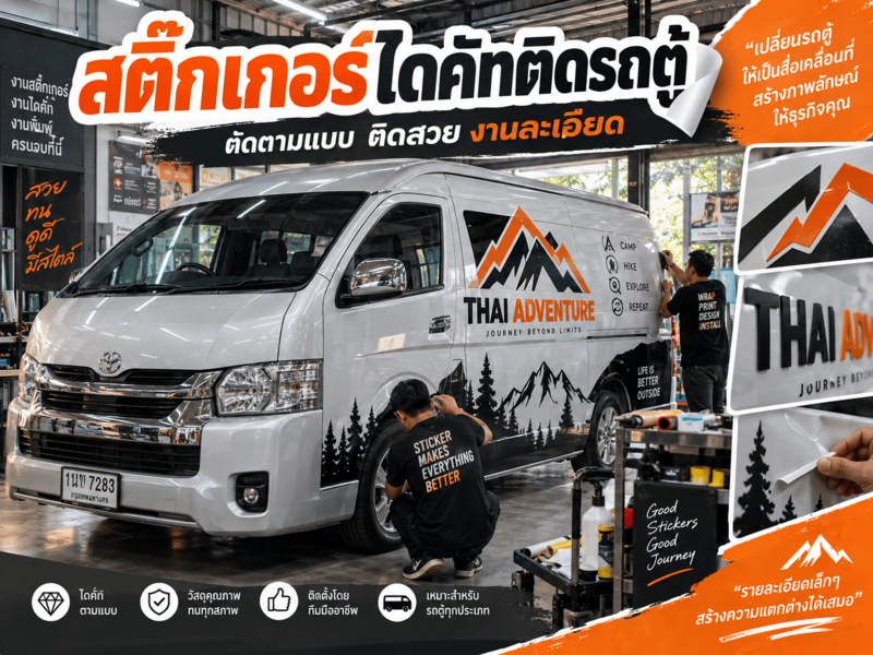 สติ๊กเกอร์ไดคัทติดรถตู้